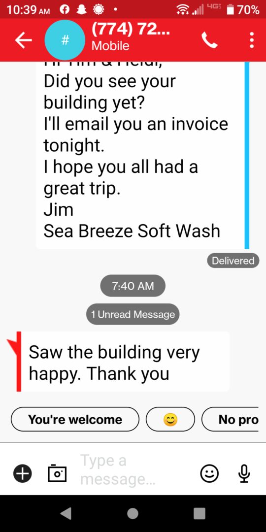 A text message with two lines of text.