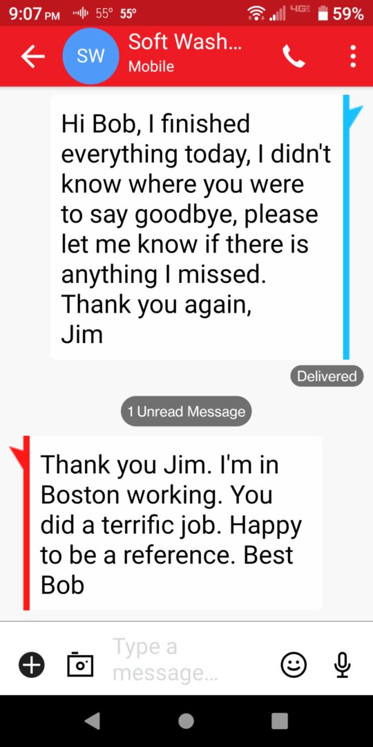 A person 's text message is shown with two lines.