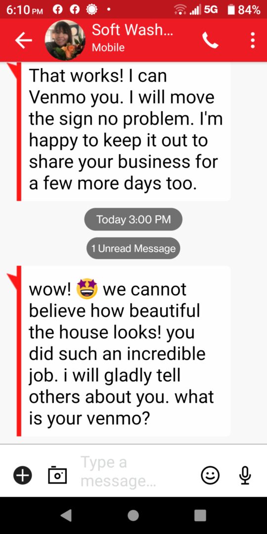 A person 's text message is shown with two lines.