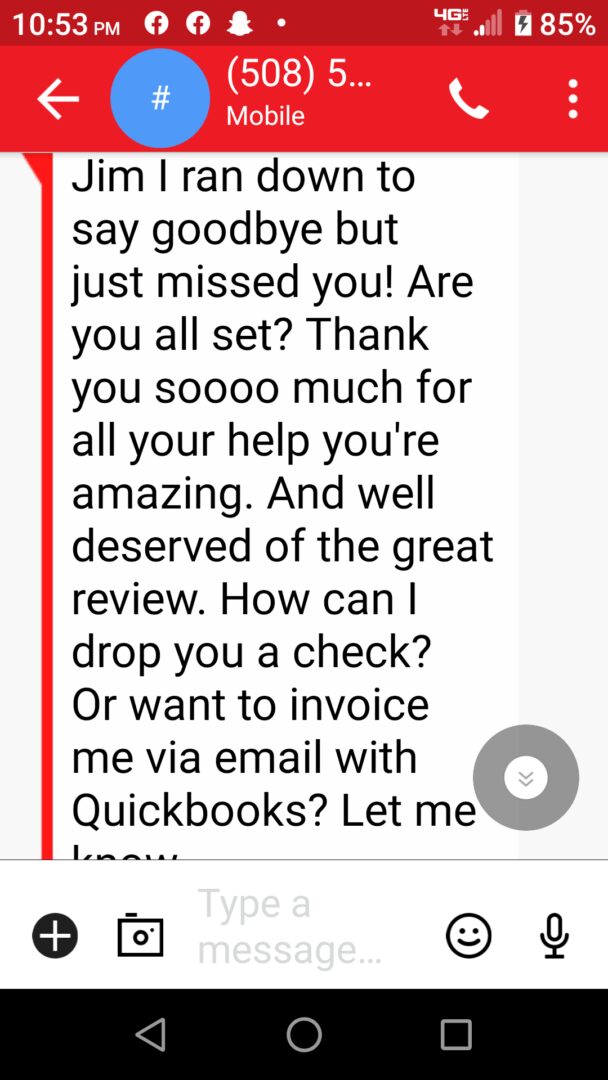 A text message with an image of a person.