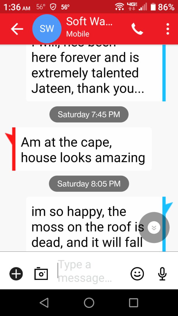 A text message with two lines and one line of the same word.