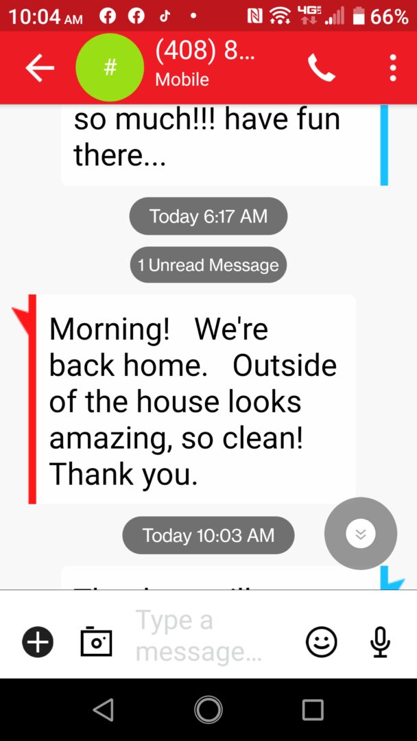 A person 's text message is shown with the caption " today 1 0 : 3 5 am ".