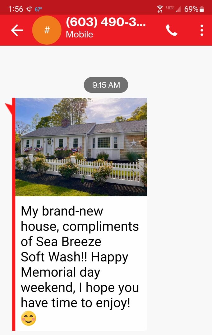 A text message with an image of a house.